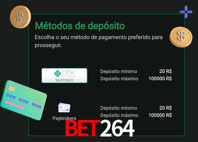 O cassino bet264 oferece uma grande variedade de métodos de pagamento